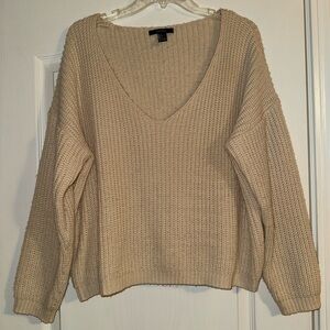 ❤️2 for 10❤️ Tan forever21 v neck sweater
